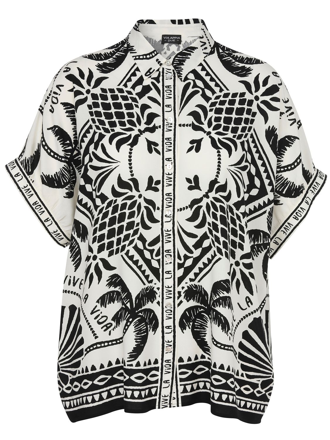 Via Appia Due Blouse Mouwloos Creme zwart 2613925