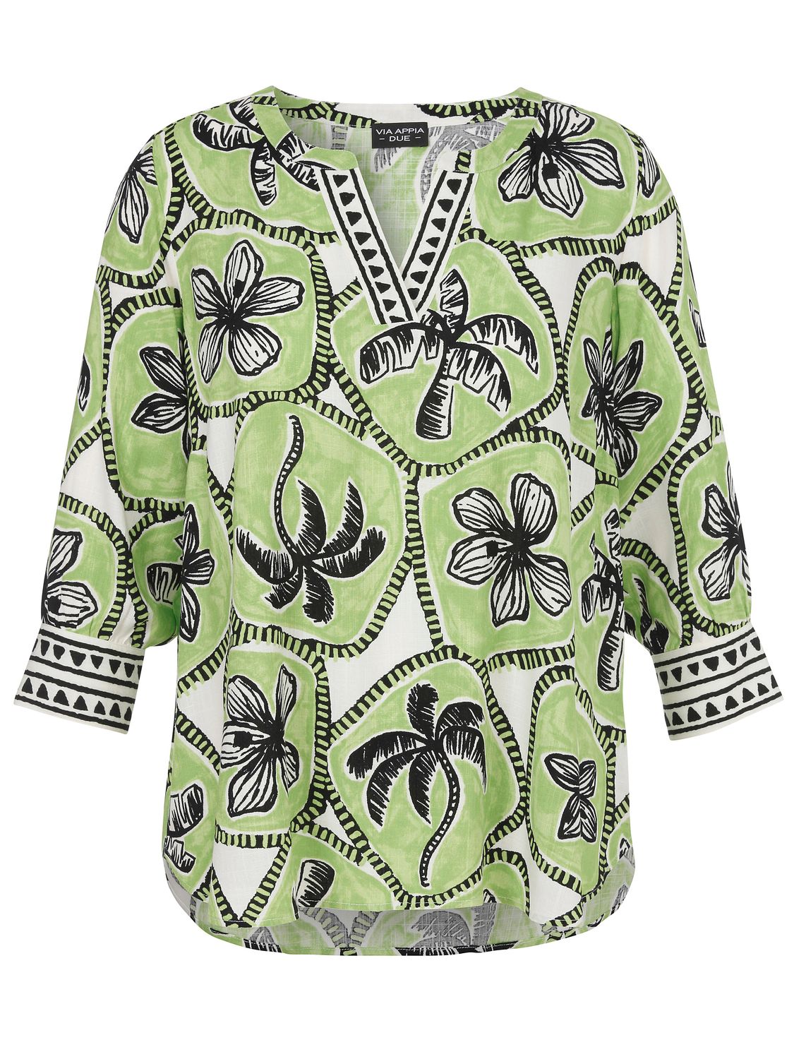 Via Appia Due Blouse V-hals 3/4 mouw Appelgroen 2613932
