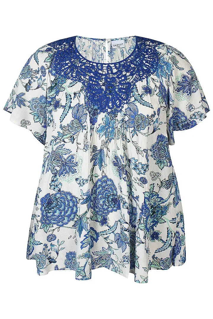 zhenzi Zh-Jacki 1371 Blouse korte mouw Tropic Ocean 201371