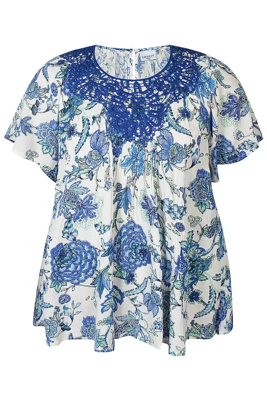 zhenzi Zh-Jacki 1371 Blouse korte mouw Tropic Ocean 201371