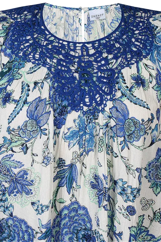 zhenzi Zh-Jacki 1371 Blouse korte mouw Tropic Ocean 201371