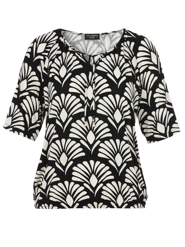 Via Appia Due T-shirt ronde hals Zwart Creme 2613701