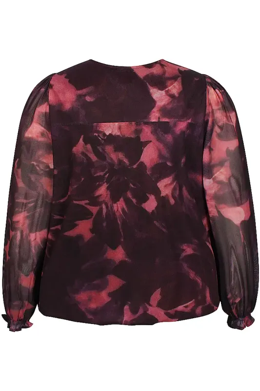 zhenzi ZH-Karla 1430 Blouse Zwart Bordeaux 201430