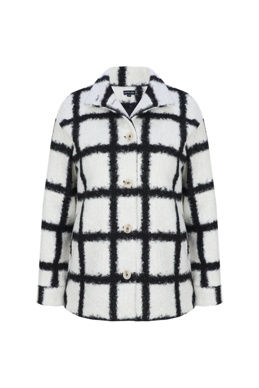 Exxcellent Nala coat checks Offwhite/Black 26NZE34