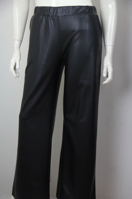 Only-M Wijde pantalon Pelle Nero Basic.180DG
