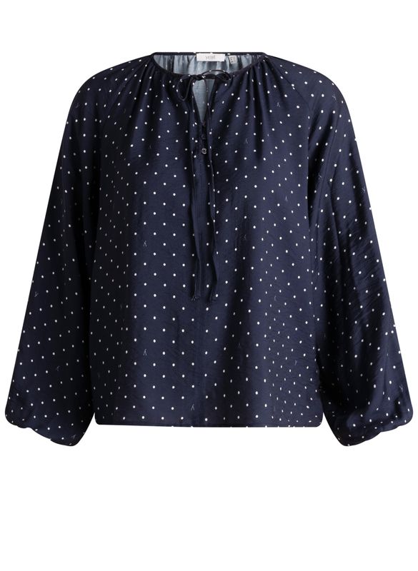 Yest Curve blouse  Dark Blue/Off white A006431