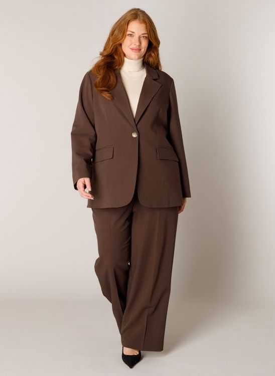 Base Level Curvy Blazer Brown 7000126