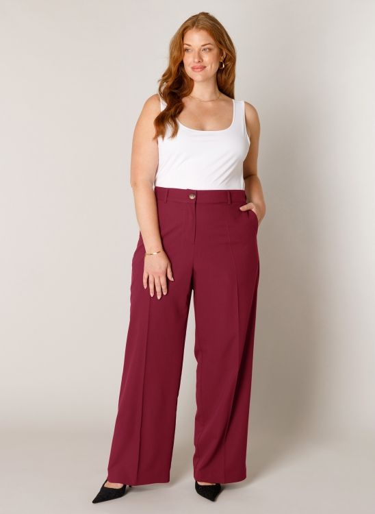 Base Level Curvy Getailleerde pantalon Wine Red 7000127