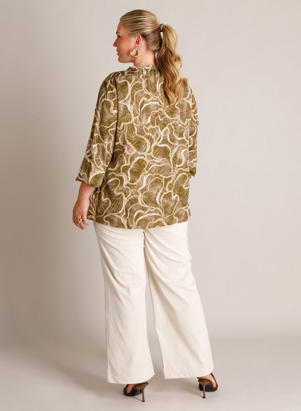 Yest Curve Blouse Grey Olive/Multicolor A006435