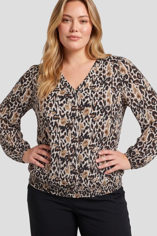 Exxcellent Cecily blouse Sand/Light Camel 26NZE11