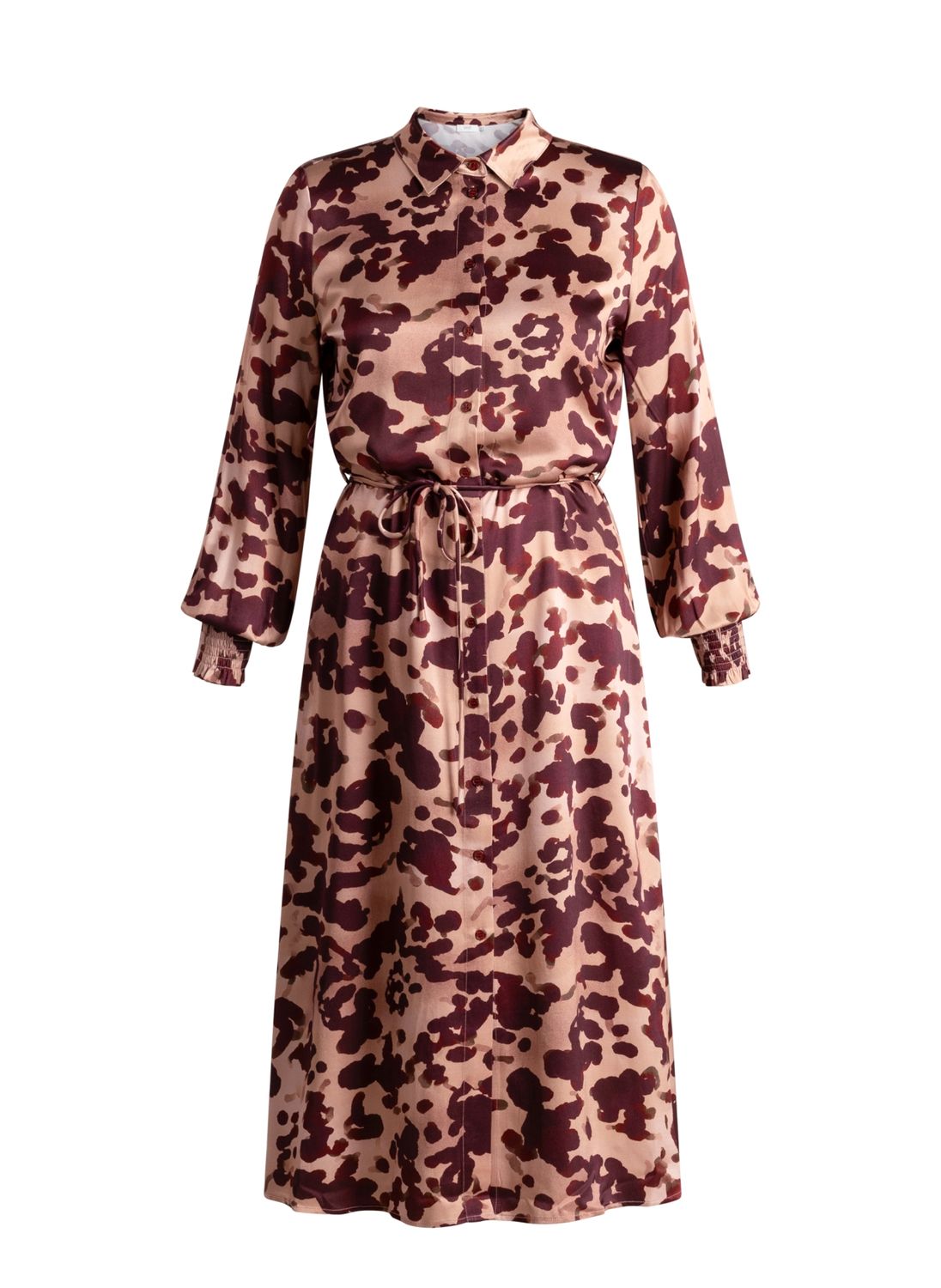 Yest Curve Deze doorknoopjurk is uitgevoerd in Wine Red/Multi Colou A006434