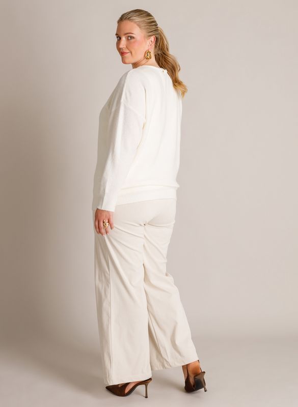 Yest Curve Deze fijngebreide trui creëert de ui Beige Cream A006686