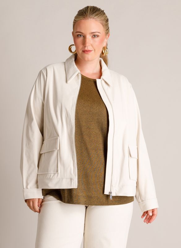 Yest Curve Dit stoere jack is uitgevoerd in een Beige Cream A006689