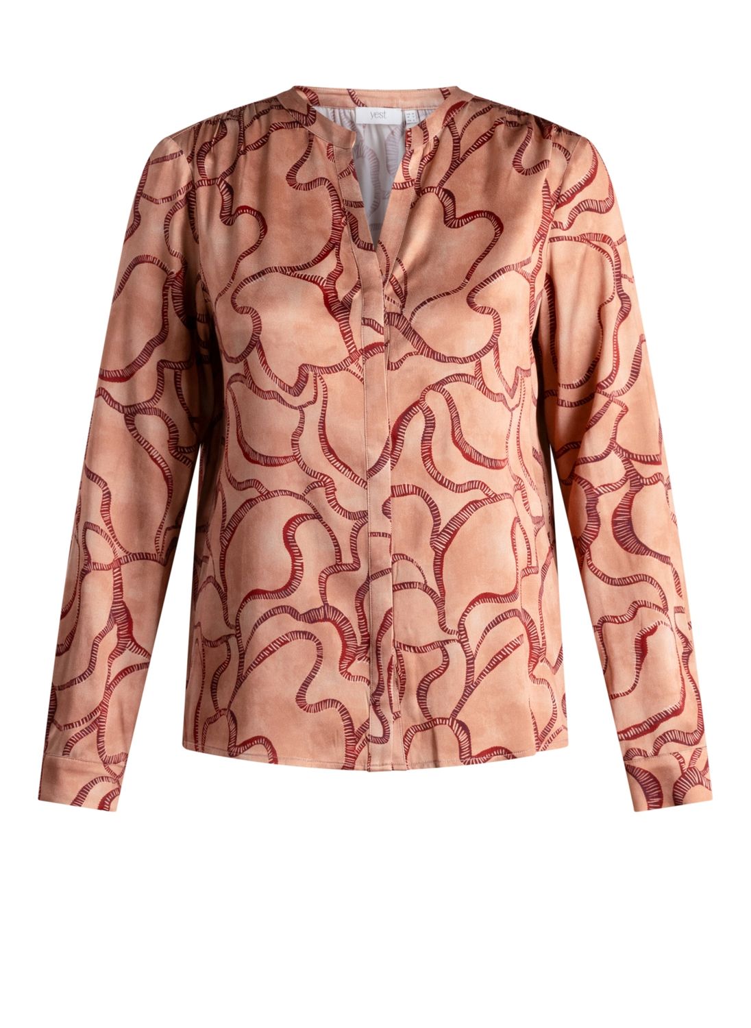 Yest Curve Deze blouse is gemaakt van glanzende Warm Beige/Multi Col A006712