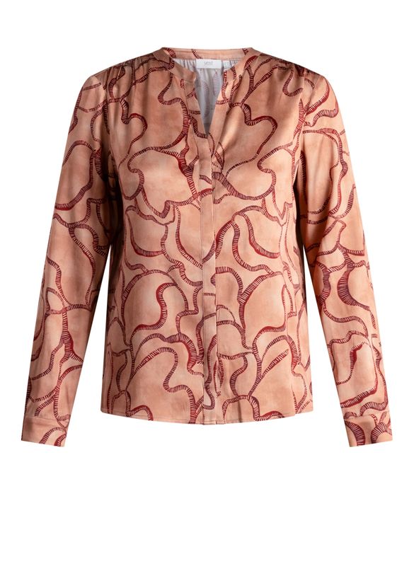 Yest Curve Deze blouse is gemaakt van glanzende Warm Beige/Multi Col A006712