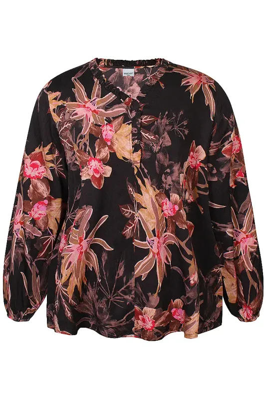 zhenzi Zh-Loren 1540 Blouse lange mouw Zwart 201540