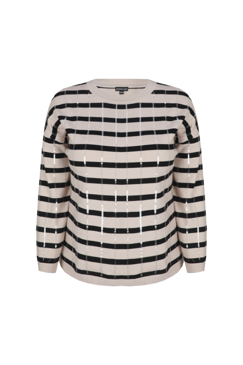 Exxcellent Rivan gebreide pullover Zand-Zwart 26WOE02