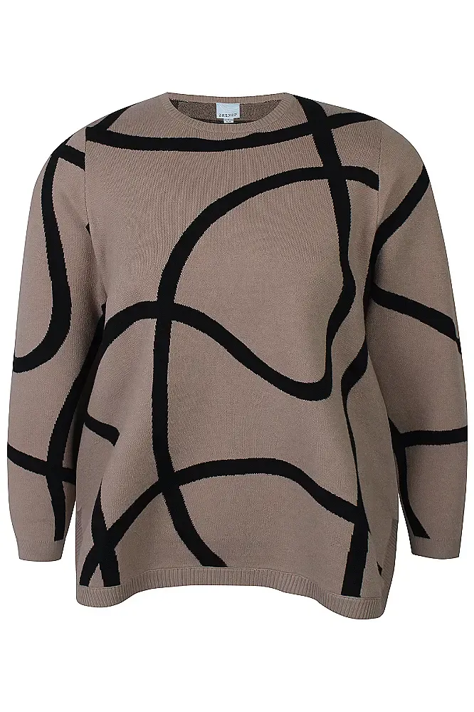 zhenzi Zh-Leisa 1501 Pullover lange mouw Beige zwart201501