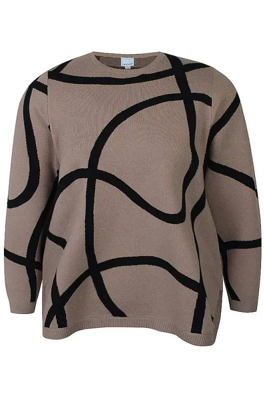 zhenzi Zh-Leisa 1501 Pullover lange mouw Beige zwart201501