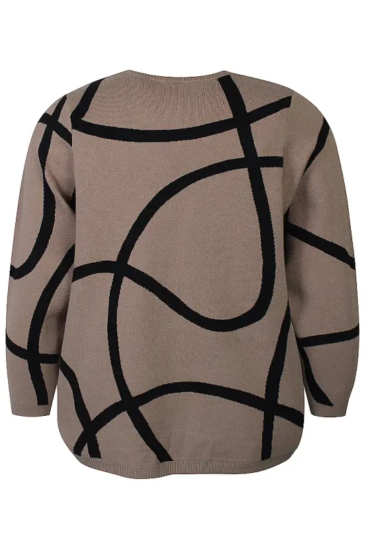 zhenzi Zh-Leisa 1501 Pullover lange mouw Beige zwart201501