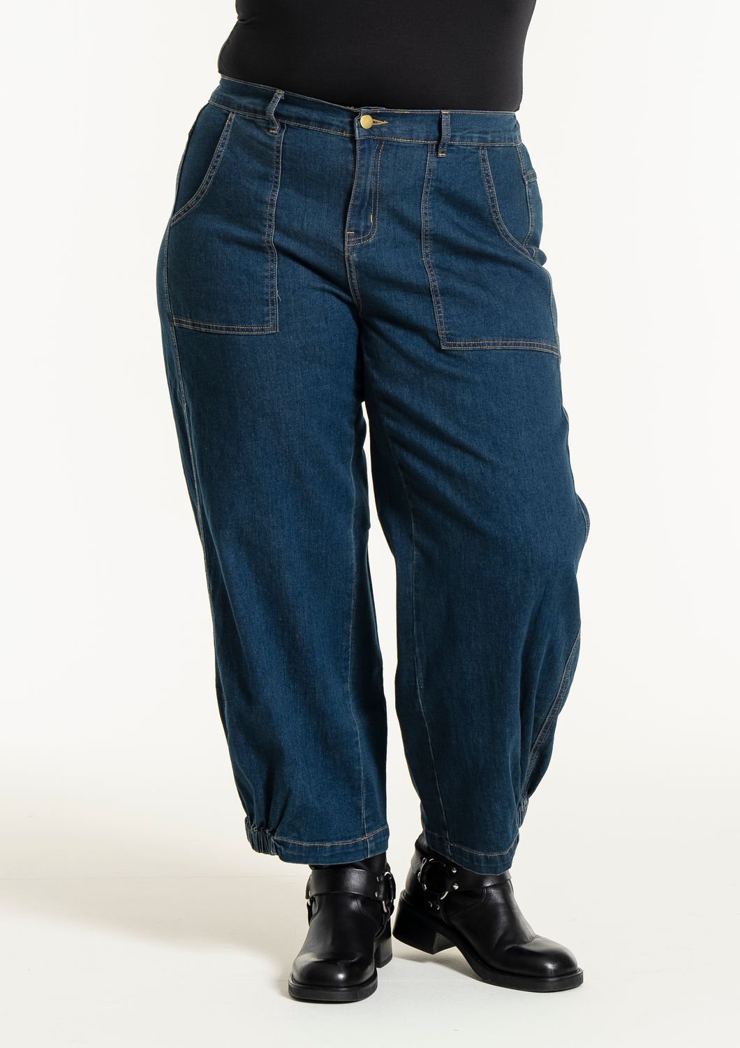 Gozzip Clara Baggy pants Dark blue denim 9904-1