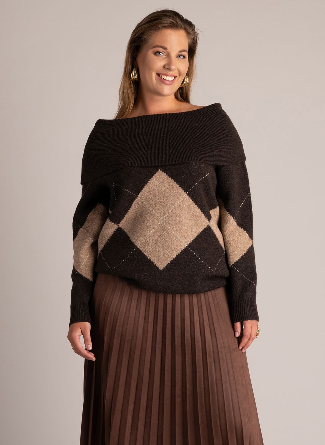 Yest Curve Trui Brown/Multi-Colour A006725