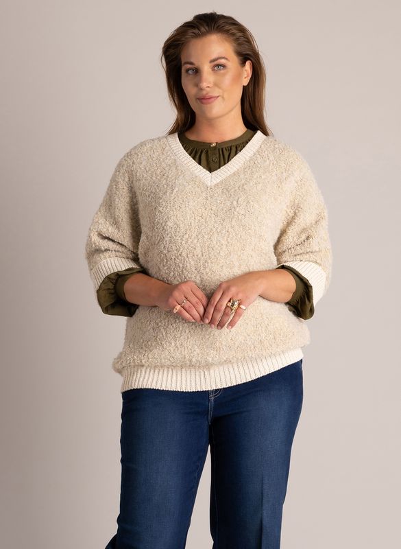 Yest Curve Bouclé trui Light Sand A006730