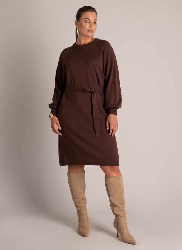 Yest Curve Knit dress m Red Brown A006870