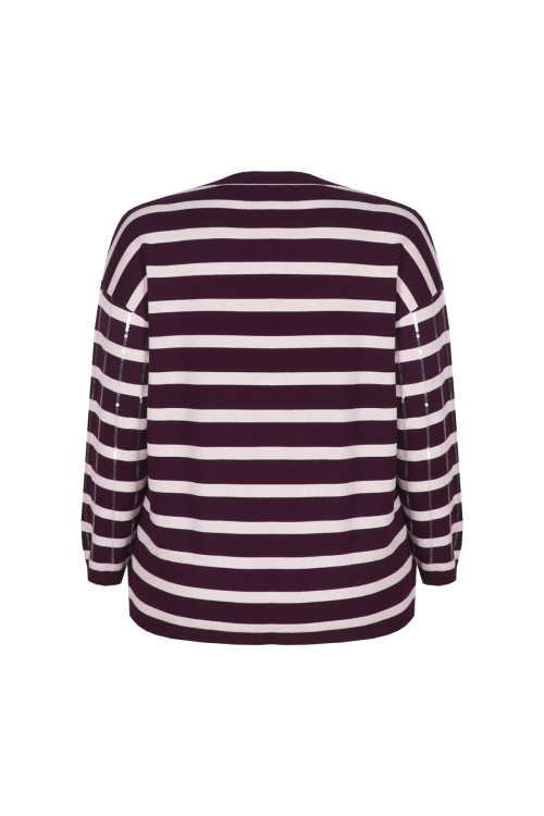 Exxcellent Rivan gebreide pullover Warm Aubergine / Sand 26WOE02