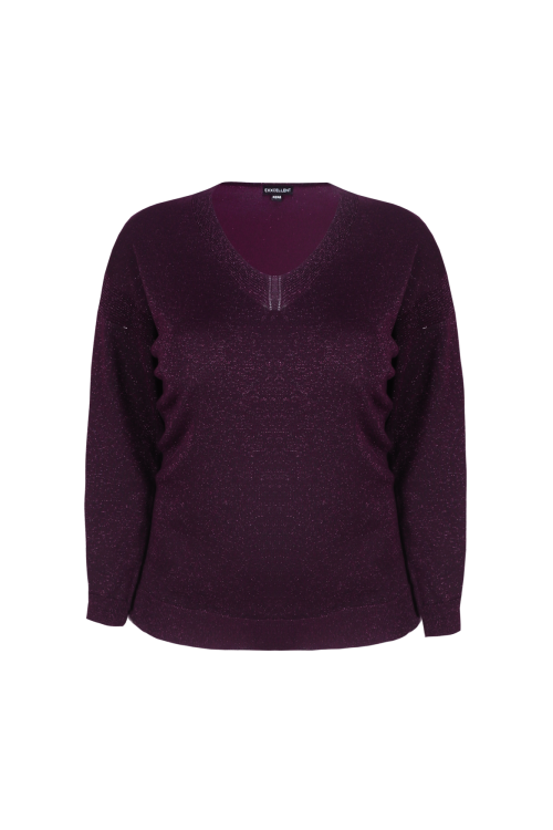 Exxcellent Kirsten gebreide pullover Warm Aubergine 26WJE01