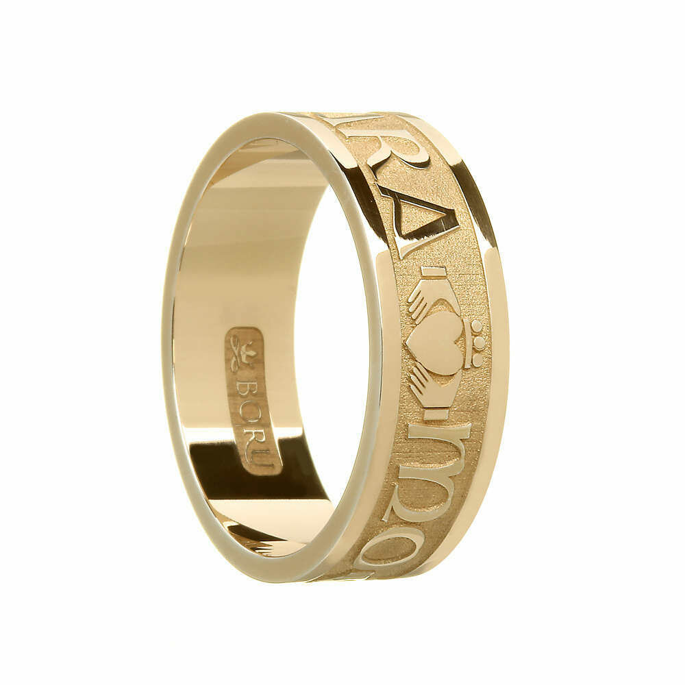 Mens 10kt Gold &quot;Mo Anam Cara&quot; (My Soul Mate) Wedding Band