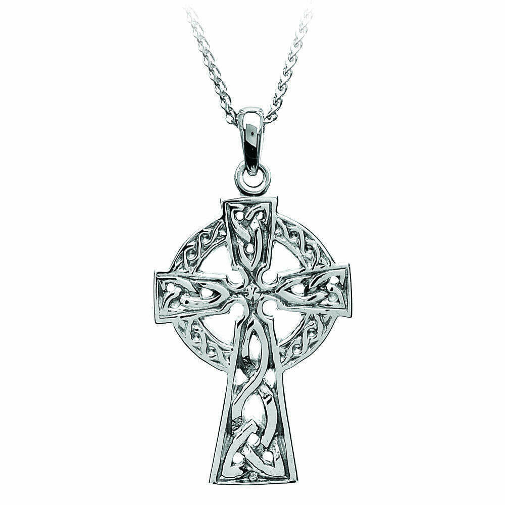 Sterling Silver Two Sided Celtic Cross – Very Large & Chain