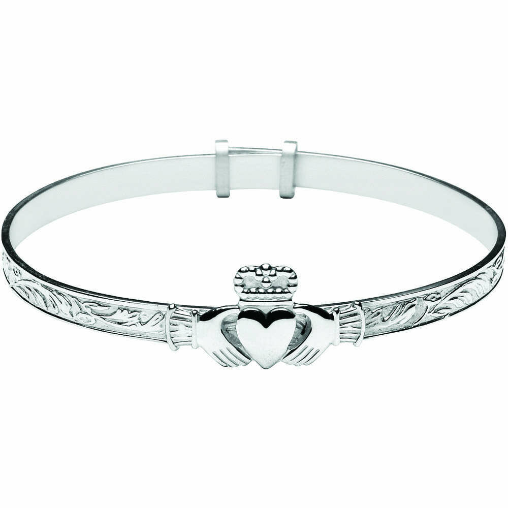 Sterling Silver Baby Expandable Claddagh Bangle