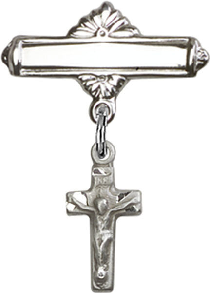 Crucifix Baby Badge Pin