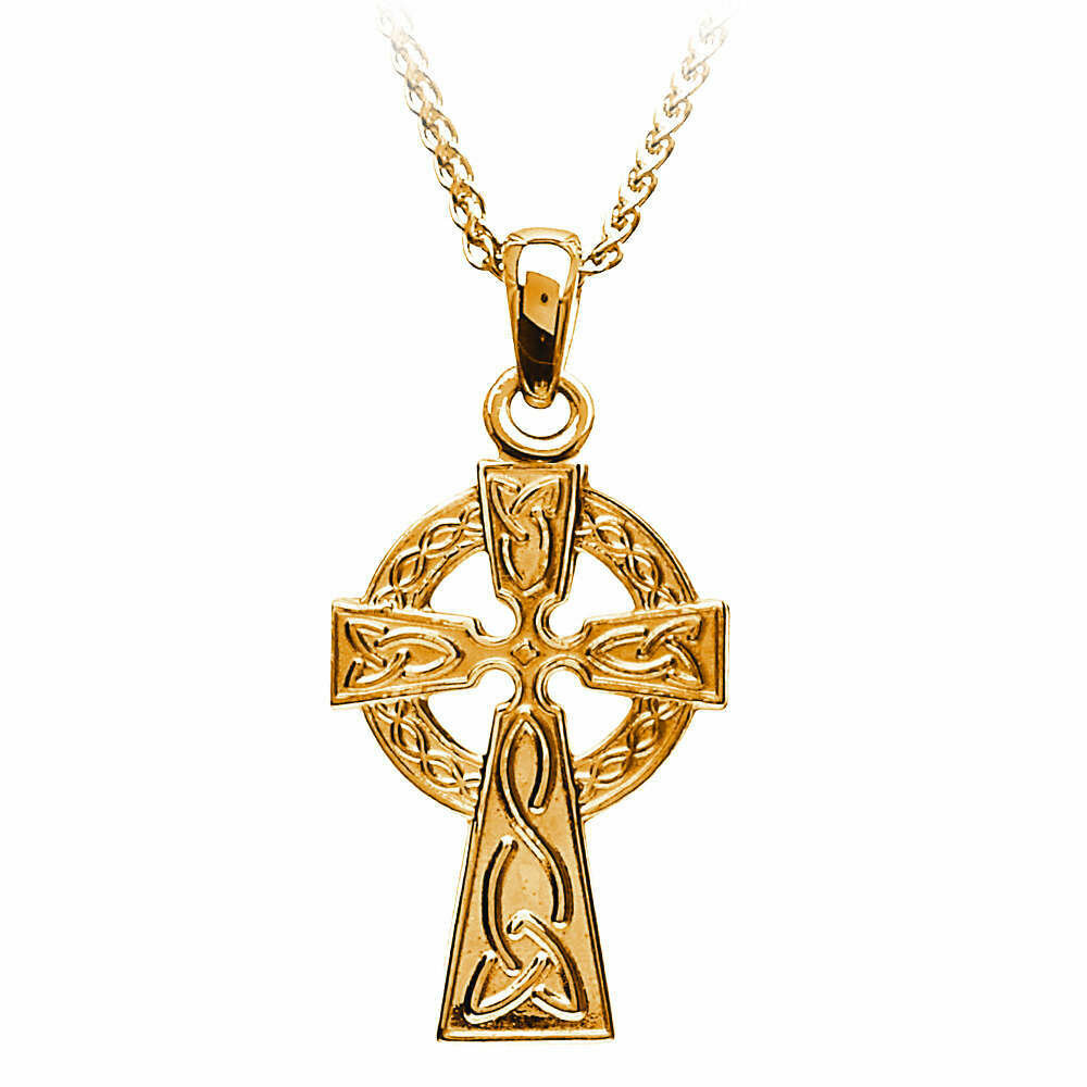 10kt Yellow Gold Traditional Celtic Cross- Small, and 10kt 18" Chain