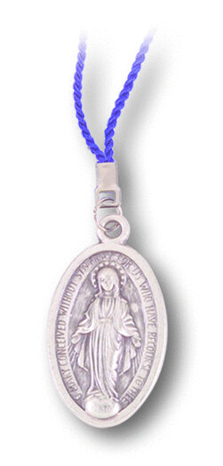 1 9/16&quot; Miraculous Medal on a 30&quot; Blue Cord