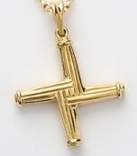 10kt Gold Large Double Sided St. Bridget's Cross Pendant and 18" 10kt Gold Chain