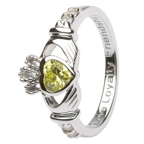 Claddagh August Birthstone Ring, Choose Size: Size 5