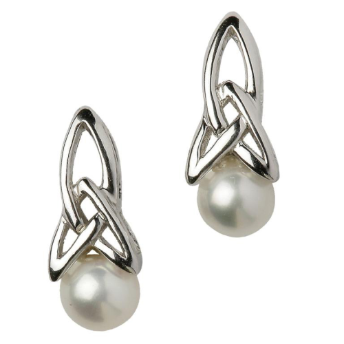 Sterling Silver Celtic Pearl Earrings