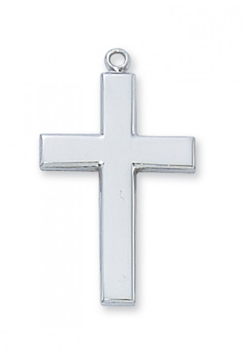 Sterling Silver Large Cross on a 24" Rhodium Plated Chain
