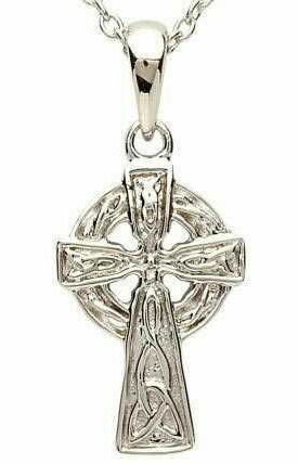 Sterling Silver Celtic Trinity Knot Small Cross & Chain