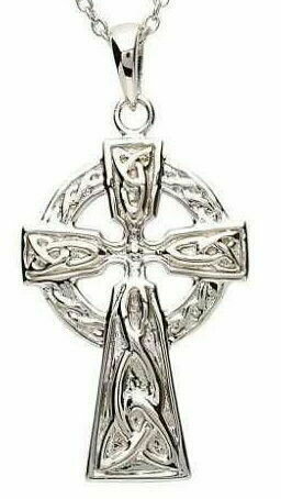 Sterling Silver Celtic Trinity Knot Cross & Chain