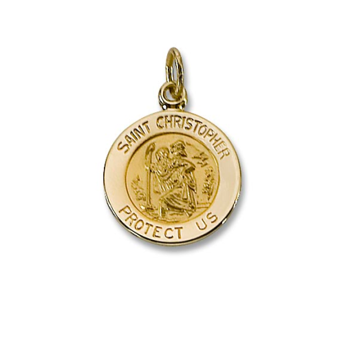 7/16" Diameter 14kt Solid Gold St. Christopher Medal