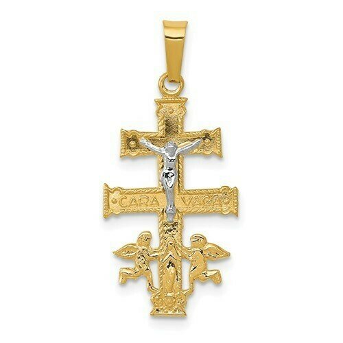 14kt Gold Two-Tone Cara Vaca Crucifix Pendant Disc.