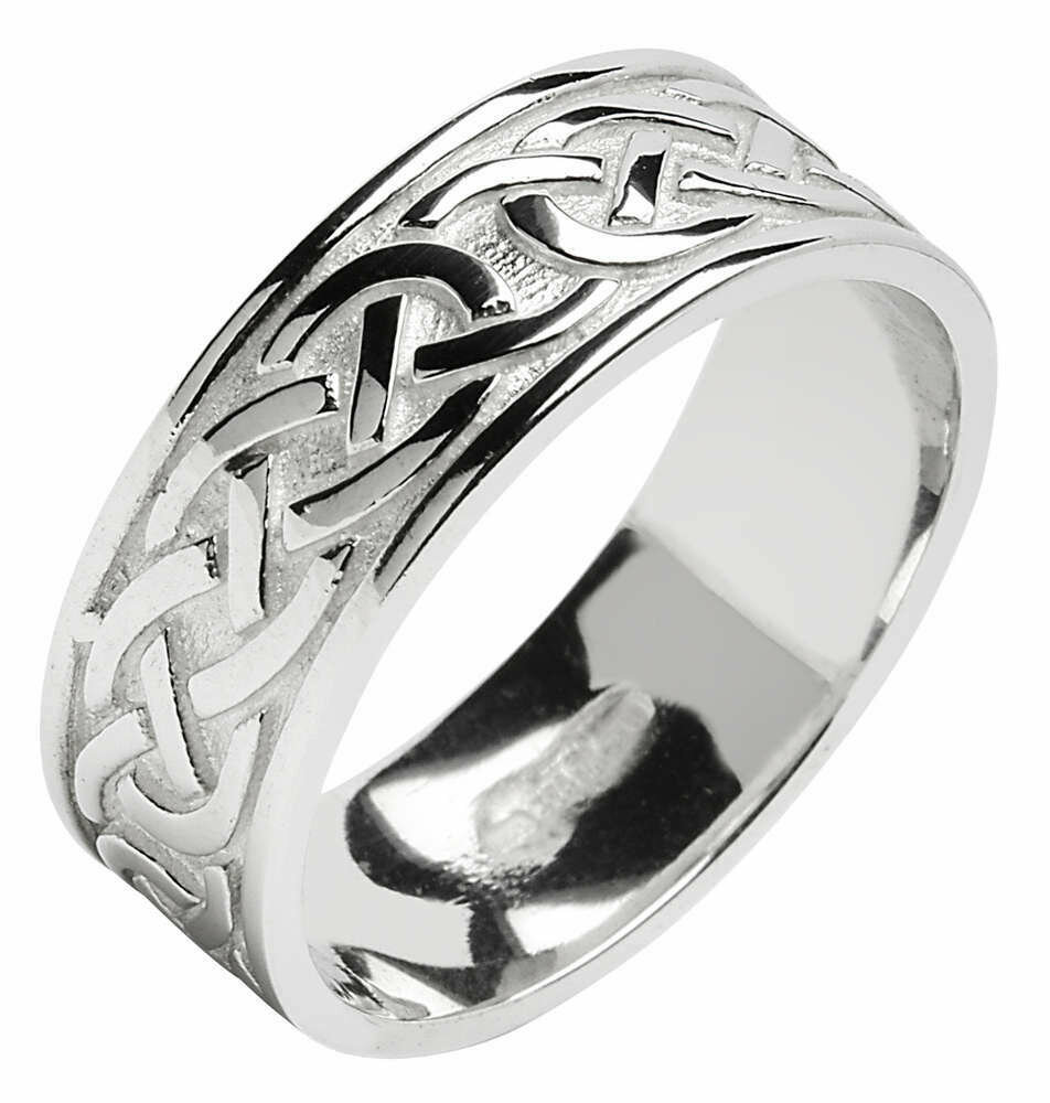 Ladies 14kt Gold Wide Trinity Knot Wedding Band with Trim