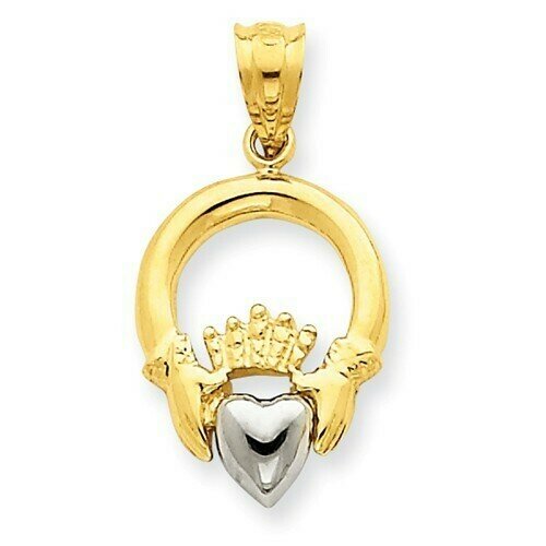 14kt Gold Two-tone Claddagh Charm