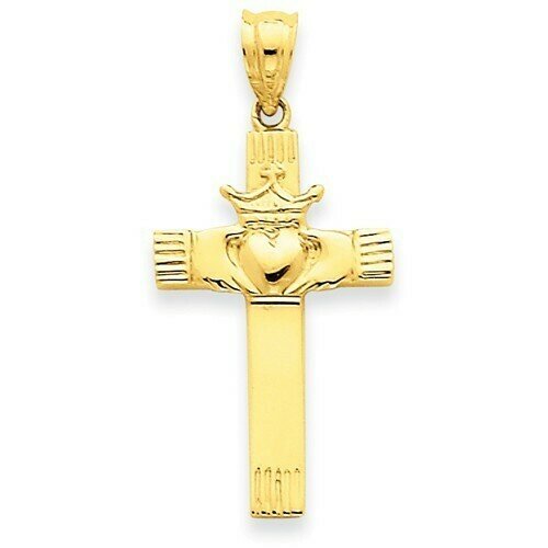 14kt Gold Claddagh Cross Pendant