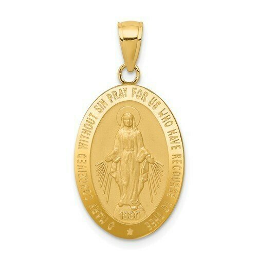 14kt Gold Large Oval Miraculous Medal Pendant