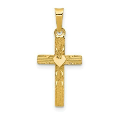 14kt Gold Small Heart Cross Charm