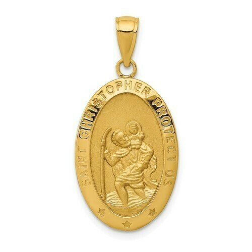 14kt Solid Gold St. Christopher Medal Pendant